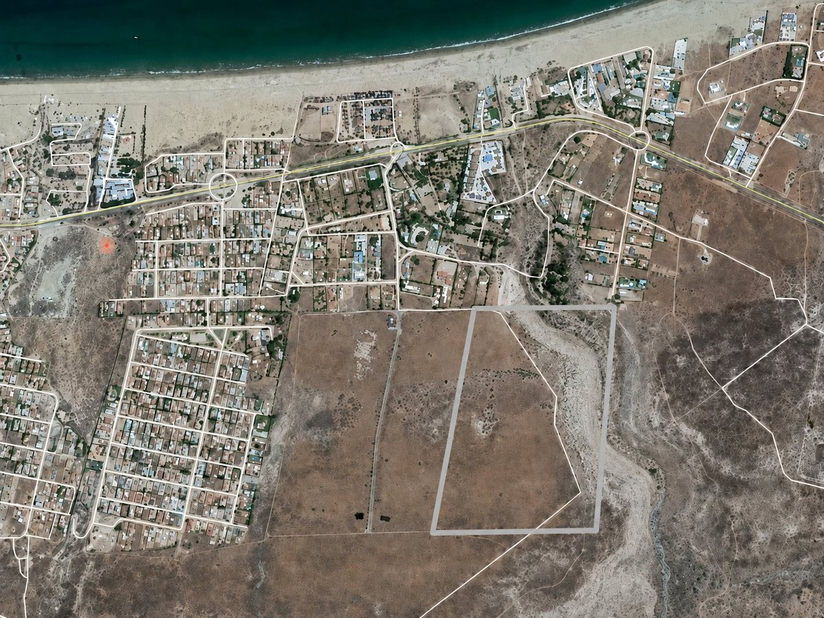 Vista satelital del terreno de 20 hectáreas con su deslinde marcado